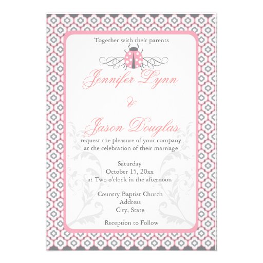 Elegant Pink & Gray Garden Wedding Invitations