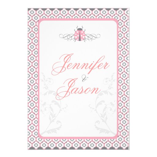 Elegant Pink & Gray Garden Wedding Invitations