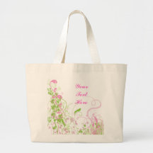 Elegant Pink & Green Florals & Swirls Bags