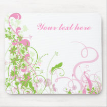 Elegant Pink & Green Florals & Swirls Mousepads