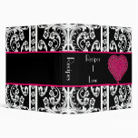 Elegant Pink Heart and Baroque Avery Recipe Binder