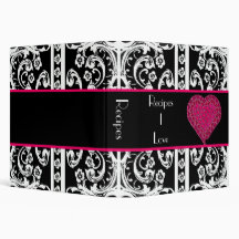 Elegant Pink Heart and Baroque Avery Recipe Binder