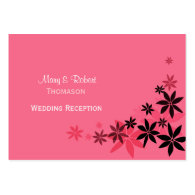 Elegant pink leaves wedding reception details business card templates