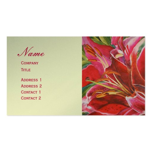 Elegant Pink Lily Designer Watercolor Profile Card Business Card Template (front side)