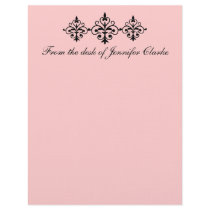 Elegant Pink Linen Letterhead with Black Damask