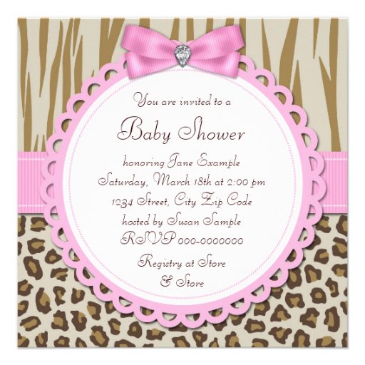 Elegant Pink Monkey Baby Girl Shower Personalized Invite