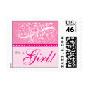 Elegant Pink New Baby Customized Postage Stamp stamp