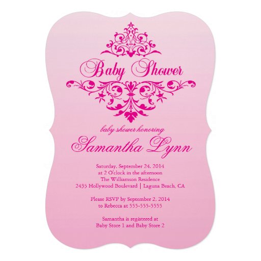 Elegant Pink Ombre Baby Shower Invitation
