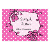 Elegant pink polka dots floral  business cards business card templates