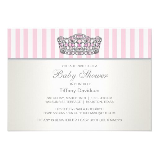 Elegant Pink Princess Baby Shower Announcement