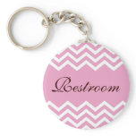 Elegant pink restroom keychain with zigzag pattern