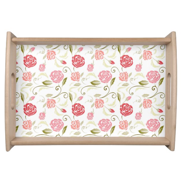 Elegant Pink Rose Floral Pattern Serving Platters-0