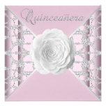 Elegant Pink Rose Quinceanera Personalized Invitations