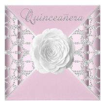 Elegant Pink Rose Quinceanera Personalized Invitations
