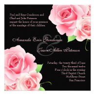 Elegant Pink Rose Wedding Invitation [Black]