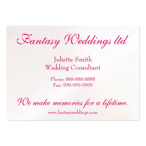 Elegant Pink Rose Wedding Planner Business Card (back side)