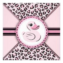 Elegant Pink Rubber Duck Baby Shower Invites