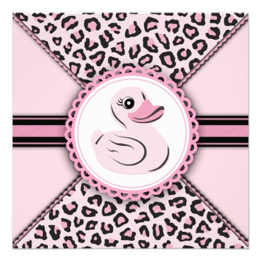 Elegant Pink Rubber Duck Baby Shower Invites (front side)