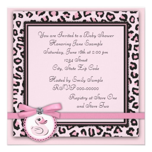 Elegant Pink Rubber Duck Baby Shower Invites