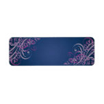 Elegant Pink Scroll Blue Blank Address Label