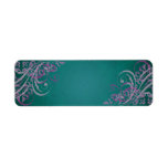 Elegant Pink Scroll Teal Blank Address Label