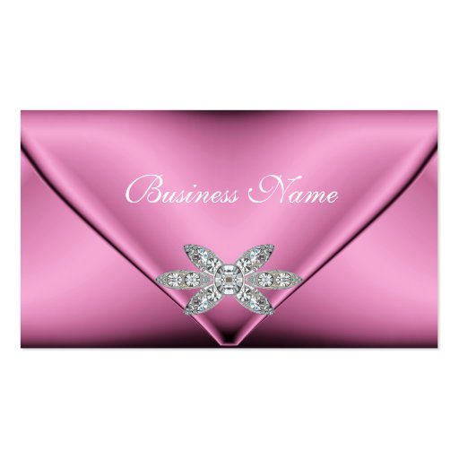 Elegant Pink Silver Diamond Jewel Business Cards (front side)