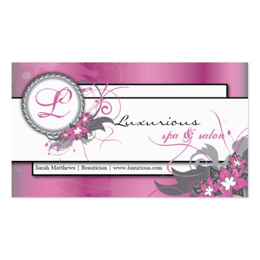 Elegant Pink Spa & Salon Monogram Business Card (front side)