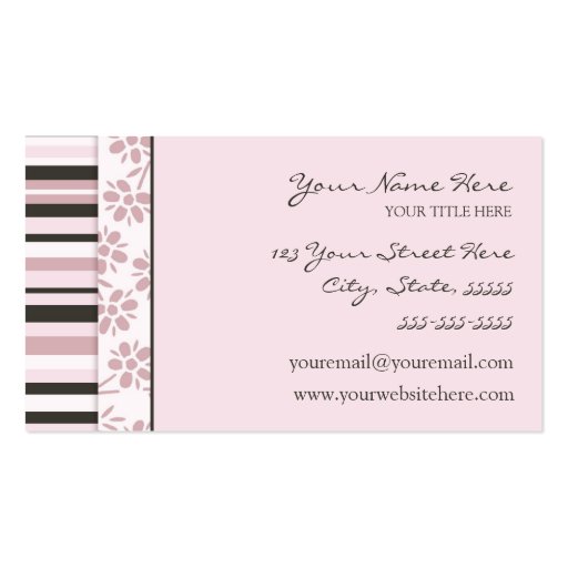 Elegant Pink Stripes Business Cards (back side)