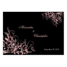 Elegant Pink Swirls RSVP Wedding Announcement Mini Business Cards