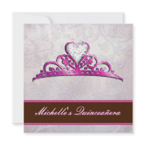 Elegant Pink Tiara Invitation with Diamond