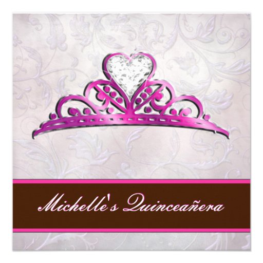 Elegant Pink Tiara Invitation with Diamond