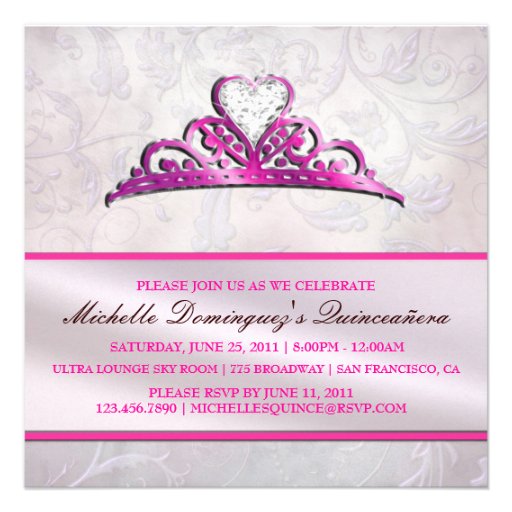 Elegant Pink Tiara Invitation with Diamond