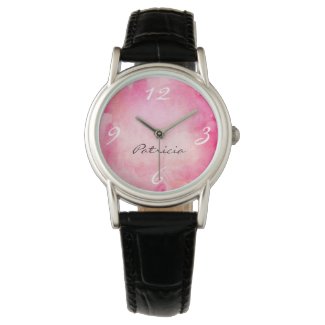 Elegant Pink Watercolor Personalized Watch