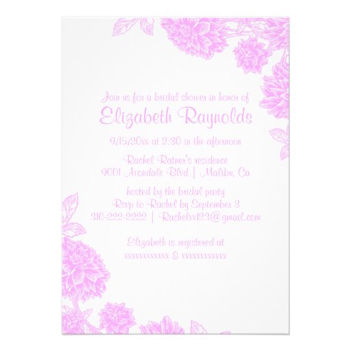 Elegant Pink & White Bridal Shower Invitations