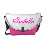 Elegant Pink & White Personalized Messenger Bag rickshaw messenger bags
