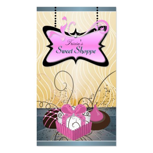 Elegant Pink & Yellow Swirl CookieBusiness Card (front side)