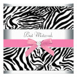 Elegant Pink Zebra Bat Mitzvah Invitation