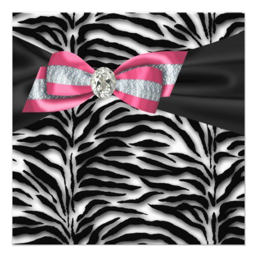 Elegant Pink Zebra Party Invitations (front side)