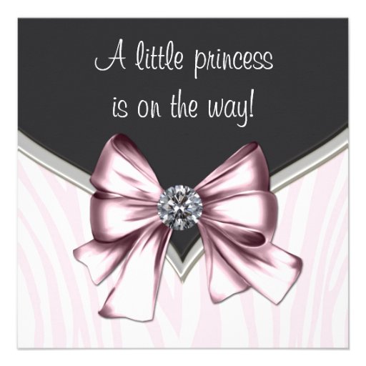 Elegant Pink Zebra Princess Baby Shower Invitation