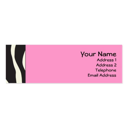 Elegant Pink Zebra Skinny Profile Cards Business Card