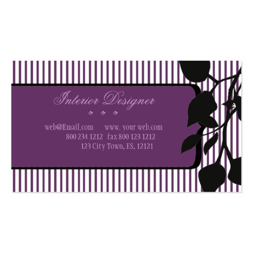 Elegant Pinstripe Original Home Staging Business Card (back side)