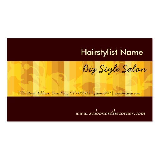 Elegant Plain Salon Hair Stylist Gold Business Card Template (front side)