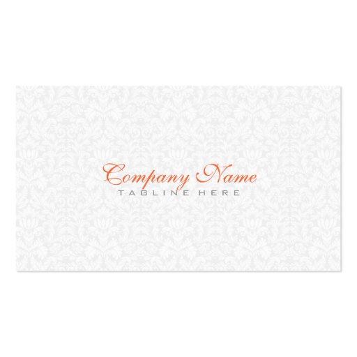 Elegant Plain White Vintage Floral Damasks Business Card (front side)