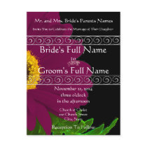 Elegant Plum Gerber Daisy Wedding Invitation postcards by samack Elegant Plum Gerber Daisy Wedding Invitation postcards