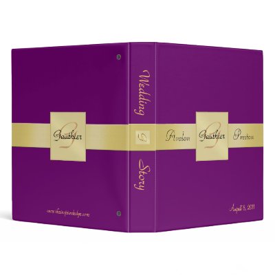 Elegant Plum Purple Monogram Gold Ribbon Binder