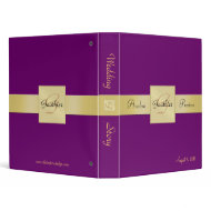 Elegant Plum Purple Monogram Gold Ribbon Binder binder