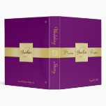 Elegant Plum Purple Monogram Gold Ribbon Binder