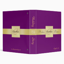 Elegant Plum Purple Monogram Gold Ribbon Binder