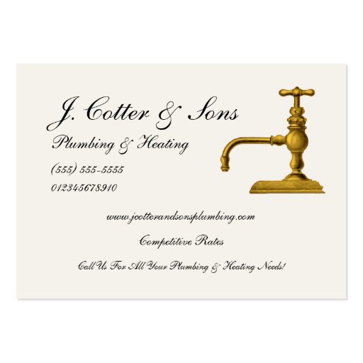 Elegant Plumbing & Heating Services Business Cards (front side)