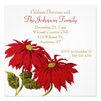 Elegant Poinsettia Christmas Party Invitation